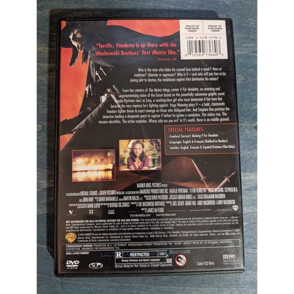 V for Vendetta DVD - Picture 2 of 3